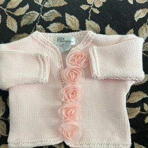 Baby cardigan pink with roaes